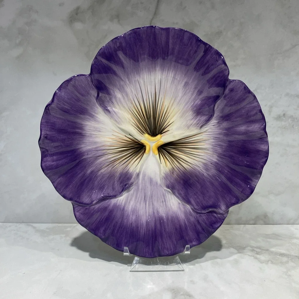 Fitz and Floyd Flower Plate Purple Halcyon Pansy Appetizer Plate Classics 9